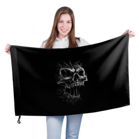 Флаг 3D с принтом Cry в Екатеринбурге, 100% полиэстер | плотность ткани — 95 г/м2, размер — 67 х 109 см. Принт наносится с одной стороны | cry | fear | grin. teeth | halloween | horror | jaw | skull | зубы | крик | оскал | ужас | хэллоуин | череп