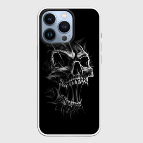 Чехол для iPhone 13 Pro с принтом Cry в Екатеринбурге,  |  | cry | fear | grin. teeth | halloween | horror | jaw | skull | зубы | крик | оскал | ужас | хэллоуин | череп