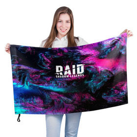 Флаг 3D с принтом RAID: Shadow Legends в Екатеринбурге, 100% полиэстер | плотность ткани — 95 г/м2, размер — 67 х 109 см. Принт наносится с одной стороны | 