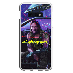 Чехол для Samsung S10E с принтом CYBERPUNK 2077 - КИАНУ в Екатеринбурге, Силикон | Область печати: задняя сторона чехла, без боковых панелей | 2077 | cyber | cyberpunk | demon | glitch | keanu | logo | punk | reeves | samurai | symbol | team | trauma | глитч | демон | киану | кибер | киберпанк | клан | лого | логотип | огонь | панк | ривз | самурай | символ