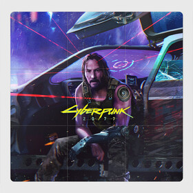 Магнитный плакат 3Х3 с принтом CYBERPUNK 2077 - КИАНУ в Екатеринбурге, Полимерный материал с магнитным слоем | 9 деталей размером 9*9 см | Тематика изображения на принте: 2077 | cyber | cyberpunk | demon | glitch | keanu | logo | punk | reeves | samurai | symbol | team | trauma | глитч | демон | киану | кибер | киберпанк | клан | лого | логотип | огонь | панк | ривз | самурай | символ