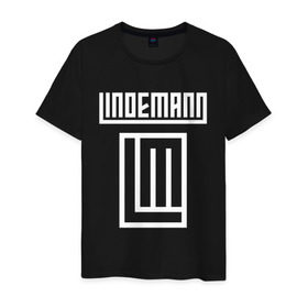 Мужская футболка хлопок с принтом LINDEMANN в Екатеринбурге, 100% хлопок | прямой крой, круглый вырез горловины, длина до линии бедер, слегка спущенное плечо. | Тематика изображения на принте: lindeman | lindemann | logo | music | pain | rammstein | rock | rumstein | till | группа | линдеман | линдеманн | лого | логотип | метал | музыка | пэйн | раммштайн | рамштаин | рамштайн | рок | символ | тилль