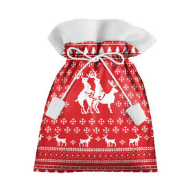 Подарочный 3D мешок с принтом СВИТЕР С ОЛЕНЯМИ в Екатеринбурге, 100% полиэстер | Размер: 29*39 см | Тематика изображения на принте: christmas | new year | winter | дед мороз | зима | ирония | клауз | клаус | новый год | олени | подарки | рождество | санта | сарказм | свитер с оленями | снег