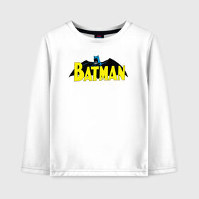 Детский лонгслив хлопок с принтом Batman logo в Екатеринбурге, 100% хлопок | круглый вырез горловины, полуприлегающий силуэт, длина до линии бедер | 80 | 80th | anniversary | bat man | batman | batman comics | caped crusader | dark knight | shtatjl | бетмен | брюс уэйн | бэт мен | бэтмен | тёмный рыцарь
