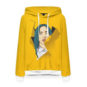 Женская толстовка 3D с принтом Billie Eilish в Екатеринбурге, 100% полиэстер  | двухслойный капюшон со шнурком для регулировки, мягкие манжеты на рукавах и по низу толстовки, спереди карман-кенгуру с мягким внутренним слоем. | bad | billie | boy | boys | eilish | girl | girls | music | pop | rap | sad | trend | билли | грустно | девочка | девочки | девушка | мальчик | музыка | поп | рэп | тренд | эйлиш