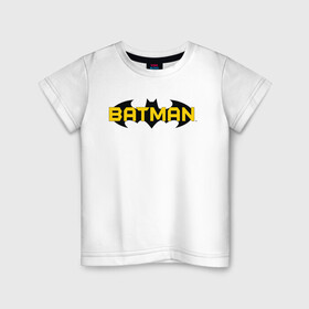 Детская футболка хлопок с принтом Batman Logo в Екатеринбурге, 100% хлопок | круглый вырез горловины, полуприлегающий силуэт, длина до линии бедер | 80 | 80th | anniversary | bat man | batman | batman comics | caped crusader | dark knight | shtatjl | бетмен | брюс уэйн | бэт мен | бэтмен | логотип | надпись | тёмный рыцарь