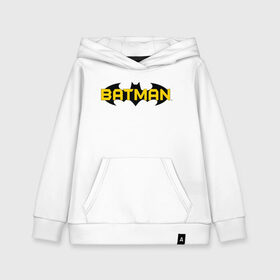 Детская толстовка хлопок с принтом Batman Logo в Екатеринбурге, 100% хлопок | Круглый горловой вырез, эластичные манжеты, пояс, капюшен | 80 | 80th | anniversary | bat man | batman | batman comics | caped crusader | dark knight | shtatjl | бетмен | брюс уэйн | бэт мен | бэтмен | логотип | надпись | тёмный рыцарь