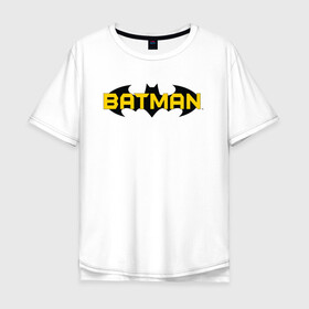 Мужская футболка хлопок Oversize с принтом Batman Logo в Екатеринбурге, 100% хлопок | свободный крой, круглый ворот, “спинка” длиннее передней части | 80 | 80th | anniversary | bat man | batman | batman comics | caped crusader | dark knight | shtatjl | бетмен | брюс уэйн | бэт мен | бэтмен | логотип | надпись | тёмный рыцарь