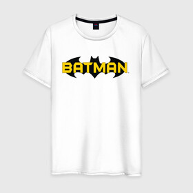 Мужская футболка хлопок с принтом Batman Logo в Екатеринбурге, 100% хлопок | прямой крой, круглый вырез горловины, длина до линии бедер, слегка спущенное плечо. | Тематика изображения на принте: 80 | 80th | anniversary | bat man | batman | batman comics | caped crusader | dark knight | shtatjl | бетмен | брюс уэйн | бэт мен | бэтмен | логотип | надпись | тёмный рыцарь