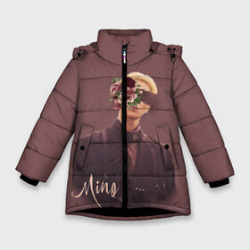 Зимняя куртка для девочек 3D с принтом Mino в Екатеринбурге, ткань верха — 100% полиэстер; подклад — 100% полиэстер, утеплитель — 100% полиэстер. | длина ниже бедра, удлиненная спинка, воротник стойка и отстегивающийся капюшон. Есть боковые карманы с листочкой на кнопках, утяжки по низу изделия и внутренний карман на молнии. 

Предусмотрены светоотражающий принт на спинке, радужный светоотражающий элемент на пуллере молнии и на резинке для утяжки. | Тематика изображения на принте: everyd4y | jinwoo | k pop | millions | mino | our twenty for | seunghoon | seungyoon | we | winner | джину | к поп | кан сын юн | ким чжину | ли сын хун | мино | сон мин хо | сынхун | сынюн