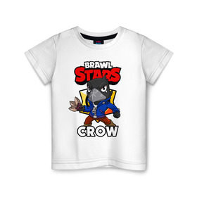 Детская футболка хлопок с принтом BRAWL STARS CROW в Екатеринбурге, 100% хлопок | круглый вырез горловины, полуприлегающий силуэт, длина до линии бедер | brawl stars | brawl stars crow | brawler | crow | бравл старз | бравлер | ворон