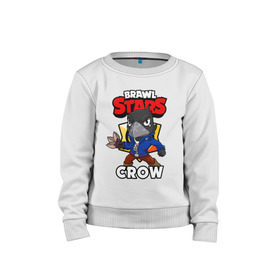 Детский свитшот хлопок с принтом BRAWL STARS CROW в Екатеринбурге, 100% хлопок | круглый вырез горловины, эластичные манжеты, пояс и воротник | brawl stars | brawl stars crow | brawler | crow | бравл старз | бравлер | ворон