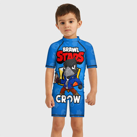 Детский купальный костюм 3D с принтом BRAWL STARS CROW в Екатеринбурге, Полиэстер 85%, Спандекс 15% | застежка на молнии на спине | brawl stars | brawl stars crow | brawler | crow | бравл старз | бравлер | ворон