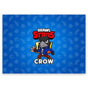 Поздравительная открытка с принтом BRAWL STARS CROW в Екатеринбурге, 100% бумага | плотность бумаги 280 г/м2, матовая, на обратной стороне линовка и место для марки
 | brawl stars | brawl stars crow | brawler | crow | бравл старз | бравлер | ворон