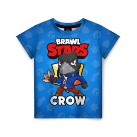 Детская футболка 3D с принтом BRAWL STARS CROW в Екатеринбурге, 100% гипоаллергенный полиэфир | прямой крой, круглый вырез горловины, длина до линии бедер, чуть спущенное плечо, ткань немного тянется | brawl stars | brawl stars crow | brawler | crow | бравл старз | бравлер | ворон