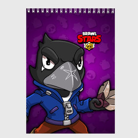 Скетчбук с принтом BRAWL STARS CROW в Екатеринбурге, 100% бумага
 | 48 листов, плотность листов — 100 г/м2, плотность картонной обложки — 250 г/м2. Листы скреплены сверху удобной пружинной спиралью | brawl stars | brawl stars crow | brawler | crow | бравл старз | бравлер | ворон