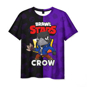 Мужская футболка 3D с принтом BRAWL STARS CROW в Екатеринбурге, 100% полиэфир | прямой крой, круглый вырез горловины, длина до линии бедер | Тематика изображения на принте: brawl stars | brawl stars crow | brawler | crow | бравл старз | бравлер | ворон