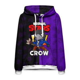 Мужская толстовка 3D с принтом BRAWL STARS CROW в Екатеринбурге, 100% полиэстер | двухслойный капюшон со шнурком для регулировки, мягкие манжеты на рукавах и по низу толстовки, спереди карман-кенгуру с мягким внутренним слоем. | brawl stars | brawl stars crow | brawler | crow | бравл старз | бравлер | ворон