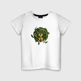 Детская футболка хлопок с принтом Медуза Горгона в Екатеринбурге, 100% хлопок | круглый вырез горловины, полуприлегающий силуэт, длина до линии бедер | горгона | змеи | медуза горгона | мистика | монстер | существо