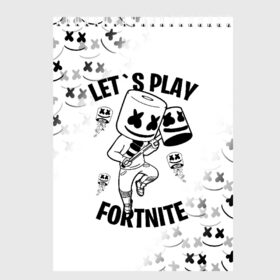 Скетчбук с принтом FORTNITE x MARSHMELLO в Екатеринбурге, 100% бумага
 | 48 листов, плотность листов — 100 г/м2, плотность картонной обложки — 250 г/м2. Листы скреплены сверху удобной пружинной спиралью | fortnite | fortnite 2 | fortnite x | marshmello | ninja | ninja hyper streamer | ninja streamer | streamer | tyler blevins | маршмелло | ниндзя | фортнайт | фортнайт 2 | фортнайт глава 2