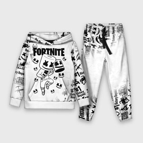 Детский костюм 3D (с толстовкой) с принтом FORTNITE MARSHMELLO в Екатеринбурге,  |  | fnchap2 | fortnite | fortnite 2 | fortnite x | marshmello | ninja | ninja hyper streamer | ninja streamer | streamer | tyler blevins | маршмелло | ниндзя | фортнайт | фортнайт 2 | фортнайт глава 2