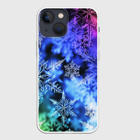 Чехол для iPhone 13 mini с принтом ЗИМНЕЕ УТРО в Екатеринбурге,  |  | 2019 | 2020 | background | holiday | new year | rat | snow | год крысы | новый год | синий | снег | снежинки | текстура | фон