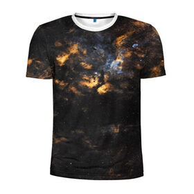 Мужская футболка 3D спортивная с принтом Космическое небо в Екатеринбурге, 100% полиэстер с улучшенными характеристиками | приталенный силуэт, круглая горловина, широкие плечи, сужается к линии бедра | Тематика изображения на принте: galaxy | nebula | space | star | абстракция | вселенная | галактика | звезда | звезды | космический | планеты
