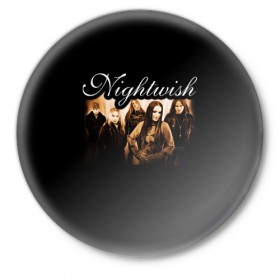 Значок с принтом Nightwish в Екатеринбурге,  металл | круглая форма, металлическая застежка в виде булавки | metal | nightwish | symphonic metal | tarja | tarja turunen | turunen | метал | найтвиш | симфоник метал | тарья | турунен