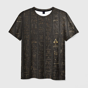 Мужская футболка 3D с принтом Egypt Hieroglyphs в Екатеринбурге, 100% полиэфир | прямой крой, круглый вырез горловины, длина до линии бедер | egypt | symbol | египет | знаки | иероглифы | надпись | символы
