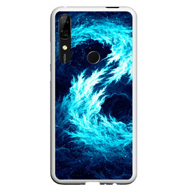 Чехол для Honor P Smart Z с принтом Abstract fractal blue flame в Екатеринбурге, Силикон | Область печати: задняя сторона чехла, без боковых панелей | abstract | colors | dark | flame | fractal | space | абстракция | космос | краски | огонь | пламя | тёмный | фрактал