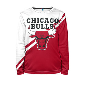 Детский лонгслив 3D с принтом Chicago Bulls Red-White в Екатеринбурге, 100% полиэстер | длинные рукава, круглый вырез горловины, полуприлегающий силуэт
 | bulls | chicago | chicago bulls | nba | баскетбол | буллз | нба | чикаго | чикаго буллз