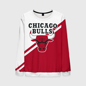 Мужской свитшот 3D с принтом Chicago Bulls Red-White в Екатеринбурге, 100% полиэстер с мягким внутренним слоем | круглый вырез горловины, мягкая резинка на манжетах и поясе, свободная посадка по фигуре | Тематика изображения на принте: bulls | chicago | chicago bulls | nba | баскетбол | буллз | нба | чикаго | чикаго буллз
