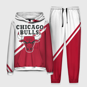 Мужской костюм 3D (с толстовкой) с принтом Chicago Bulls Red White в Екатеринбурге,  |  | Тематика изображения на принте: bulls | chicago | chicago bulls | nba | баскетбол | буллз | нба | чикаго | чикаго буллз