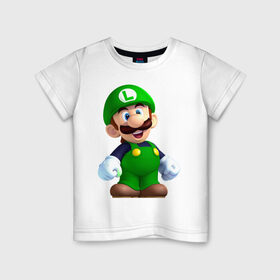 Детская футболка хлопок с принтом Luigi`s Mansion в Екатеринбурге, 100% хлопок | круглый вырез горловины, полуприлегающий силуэт, длина до линии бедер | game | luigis mansion | mario | nintendo | видеоигра | игра | луиджи | марио | привидение | призрак