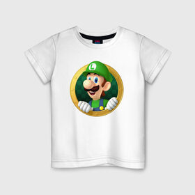 Детская футболка хлопок с принтом Luigis Mansion в Екатеринбурге, 100% хлопок | круглый вырез горловины, полуприлегающий силуэт, длина до линии бедер | Тематика изображения на принте: 