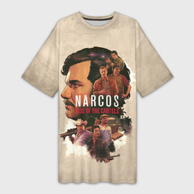 Платье-футболка 3D с принтом Narcos: Rise of the Cartels в Екатеринбурге,  |  | cartels | narcos | rise | картель | колумбия | мафия | эль патрон