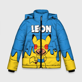 Зимняя куртка для мальчиков 3D с принтом Brawl Stars Leon Pikachu в Екатеринбурге, ткань верха — 100% полиэстер; подклад — 100% полиэстер, утеплитель — 100% полиэстер | длина ниже бедра, удлиненная спинка, воротник стойка и отстегивающийся капюшон. Есть боковые карманы с листочкой на кнопках, утяжки по низу изделия и внутренний карман на молнии. 

Предусмотрены светоотражающий принт на спинке, радужный светоотражающий элемент на пуллере молнии и на резинке для утяжки | Тематика изображения на принте: brawl stars | brawl stars crow | brawl stars crow phoenix | brawl stars leon | brawl stars leon shark | brawl stars robot spike | brawl stars spike | бравл старс