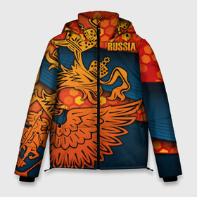 Мужская зимняя куртка 3D с принтом RUSSIA Sports Uniform в Екатеринбурге, верх — 100% полиэстер; подкладка — 100% полиэстер; утеплитель — 100% полиэстер | длина ниже бедра, свободный силуэт Оверсайз. Есть воротник-стойка, отстегивающийся капюшон и ветрозащитная планка. 

Боковые карманы с листочкой на кнопках и внутренний карман на молнии. | aesthetic | collection | fashion | hybrid | original | pro | review | russia | sports | герб | орнамент | россия | рф | спорт | униформа | форма