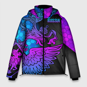 Мужская зимняя куртка 3D с принтом RUSSIA Sports Uniform в Екатеринбурге, верх — 100% полиэстер; подкладка — 100% полиэстер; утеплитель — 100% полиэстер | длина ниже бедра, свободный силуэт Оверсайз. Есть воротник-стойка, отстегивающийся капюшон и ветрозащитная планка. 

Боковые карманы с листочкой на кнопках и внутренний карман на молнии. | aesthetic | collection | fashion | hybrid | original | pro | review | russia | sports | герб | орнамент | россия | рф | спорт | униформа | форма