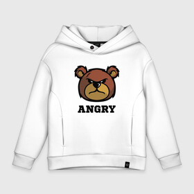 Детское худи Oversize хлопок с принтом Злой мишка ANGRY TEDDY в Екатеринбурге, френч-терри — 70% хлопок, 30% полиэстер. Мягкий теплый начес внутри —100% хлопок | боковые карманы, эластичные манжеты и нижняя кромка, капюшон на магнитной кнопке | дикий | злой | мишка | стиль | тедди