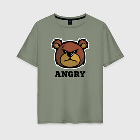 Женская футболка хлопок Oversize с принтом Злой мишка ANGRY TEDDY в Екатеринбурге, 100% хлопок | свободный крой, круглый ворот, спущенный рукав, длина до линии бедер
 | дикий | злой | мишка | стиль | тедди