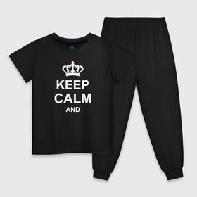 Детская пижама хлопок с принтом Keep calm and в Екатеринбурге, 100% хлопок |  брюки и футболка прямого кроя, без карманов, на брюках мягкая резинка на поясе и по низу штанин
 | keep calm and | блестящий | император | король | корона | популярный | принц | сохраняй | сохраняй спокойствие | сохраняй спокойствие и | спокойствие | текст | только | царь