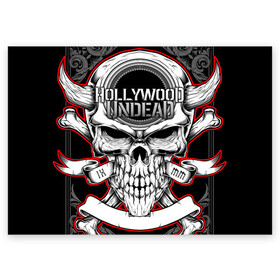 Поздравительная открытка с принтом Hollywood Undead в Екатеринбурге, 100% бумага | плотность бумаги 280 г/м2, матовая, на обратной стороне линовка и место для марки
 | been | bloody nose | california | hell | lyrics | music | octone | official | psalms | records | rock | song | to | vevo | video | кранккор | метал | рэп рок | электроник