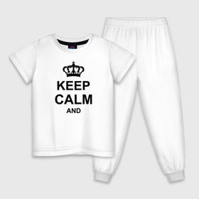 Детская пижама хлопок с принтом Keep calm and в Екатеринбурге, 100% хлопок |  брюки и футболка прямого кроя, без карманов, на брюках мягкая резинка на поясе и по низу штанин
 | keep calm and | блестящий | император | король | корона | популярный | принц | сохраняй | сохраняй спокойствие | сохраняй спокойствие и | спокойствие | текст | только | царь