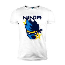 Мужская футболка премиум с принтом FORTNITE NINJA в Екатеринбурге, 92% хлопок, 8% лайкра | приталенный силуэт, круглый вырез ворота, длина до линии бедра, короткий рукав | Тематика изображения на принте: chapter 2 | fortnite | fortnite ninja | ninja | игры | ниндзя | нинзя | сюрекен | фортнайт
