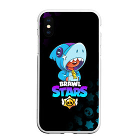 Чехол для iPhone XS Max матовый с принтом BRAWL STARS LEON SHARK в Екатеринбурге, Силикон | Область печати: задняя сторона чехла, без боковых панелей | brawl stars | bull | colt | crow | leon | leon shark | shark | stars | акула | берли | ворон | динамайк | кольт | леон | леон акула | нита | спайк | шелли | эль примо