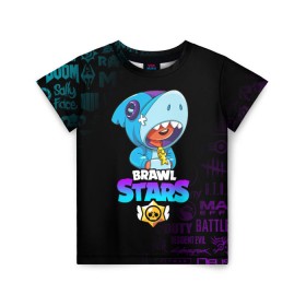 Детская футболка 3D с принтом BRAWL STARS LEON SHARK в Екатеринбурге, 100% гипоаллергенный полиэфир | прямой крой, круглый вырез горловины, длина до линии бедер, чуть спущенное плечо, ткань немного тянется | brawl stars | bull | colt | crow | leon | leon shark | shark | stars | акула | берли | ворон | динамайк | кольт | леон | леон акула | нита | спайк | шелли | эль примо