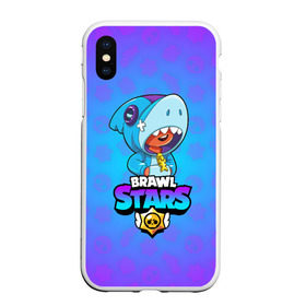 Чехол для iPhone XS Max матовый с принтом BRAWL STARS LEON SHARK в Екатеринбурге, Силикон | Область печати: задняя сторона чехла, без боковых панелей | brawl stars | bull | colt | crow | leon | leon shark | shark | stars | акула | берли | ворон | динамайк | кольт | леон | леон акула | нита | спайк | шелли | эль примо