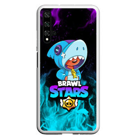 Чехол для Honor 20 с принтом BRAWL STARS LEON SHARK в Екатеринбурге, Силикон | Область печати: задняя сторона чехла, без боковых панелей | brawl stars | bull | colt | crow | leon | leon shark | shark | stars | акула | берли | ворон | динамайк | кольт | леон | леон акула | нита | спайк | шелли | эль примо