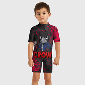 Детский купальный костюм 3D с принтом Brawl Stars CROW в Екатеринбурге, Полиэстер 85%, Спандекс 15% | застежка на молнии на спине | brawl | brawl stars | crow | leon | stars | бравл | бравл старс | браво старс | ворон | ворона | игра | компьютерная | кров | леон | онлайн | старс
